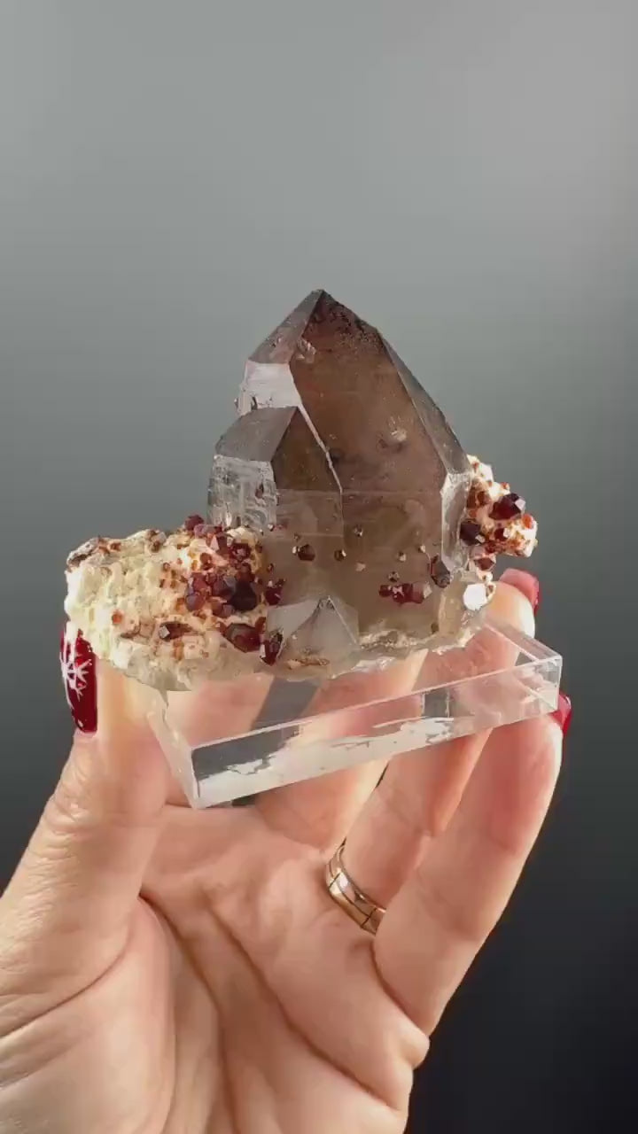 Dream Piece, Spessartine Garnet on Smokey Quartz