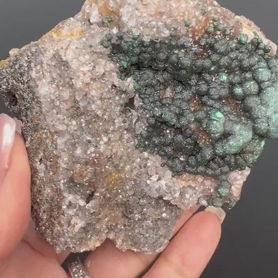 Amazing Piece!Druzy Green Malachite  Stalactites on Quartz Mineral Specimen