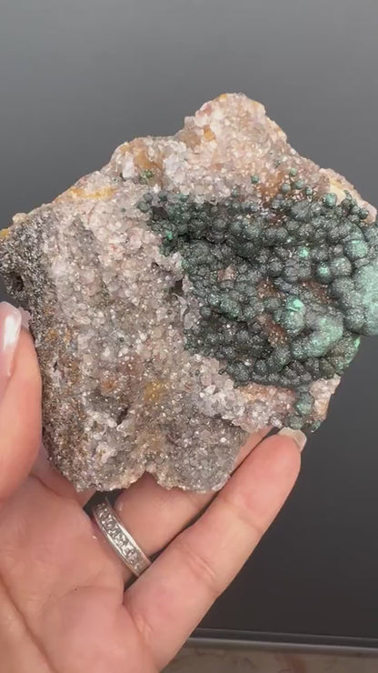 Amazing Piece!Druzy Green Malachite  Stalactites on Quartz Mineral Specimen