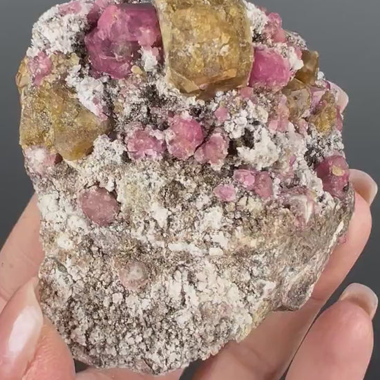 Raspberry Garnet with Green Tourmaline Mineral Specimen