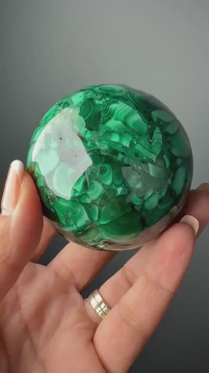 Forest Green Polished Malachite Sphere - 64 mm