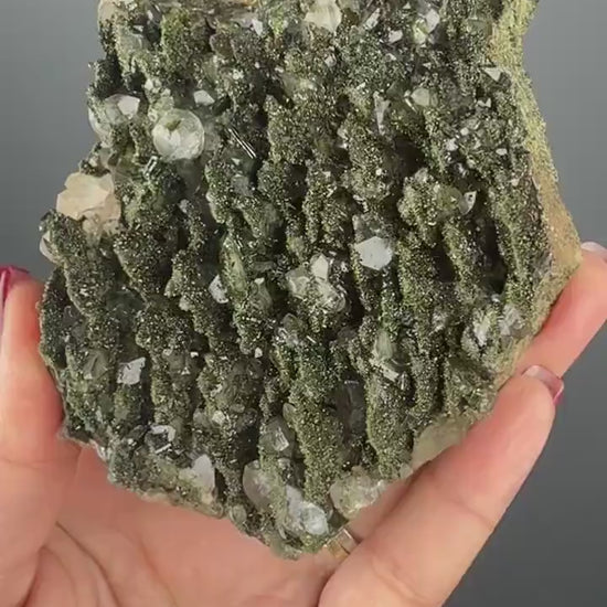 Quartz with Epidote Crystal Specimen, Epidote Quartz