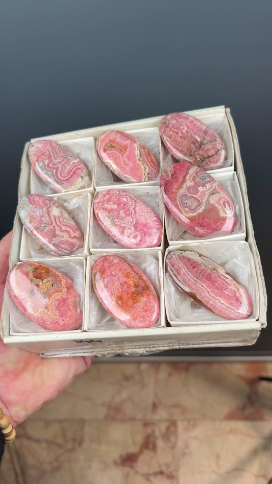 Pink Rhodochrosite Crystal Palm Stone Lot