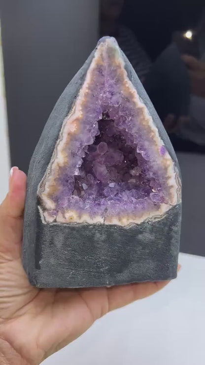 Purple Amethyst Geode Mineral Specimen, Self-Standing Amethyst Geode