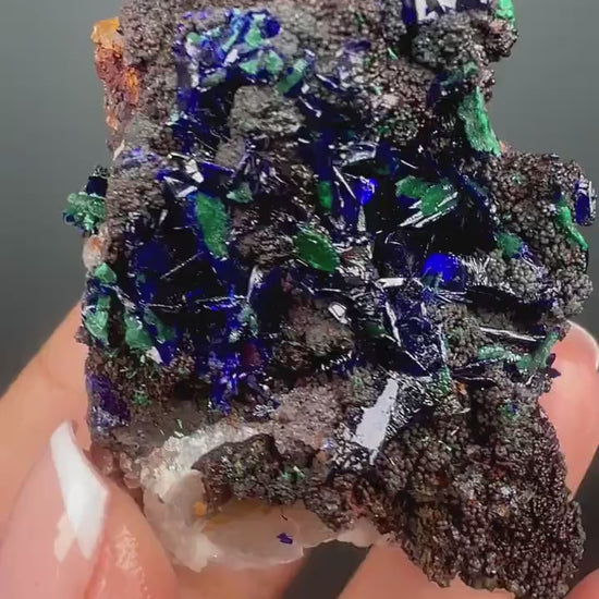 Perfect ! Natural Azurite Crystal , Natural Blue Azurite Crystal with Green Malachite Crystal Specimen