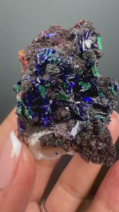 Perfect ! Natural Azurite Crystal , Natural Blue Azurite Crystal with Green Malachite Crystal Specimen