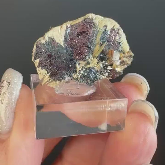 Golden Rutile Crystal with  Red Hematite Crystal