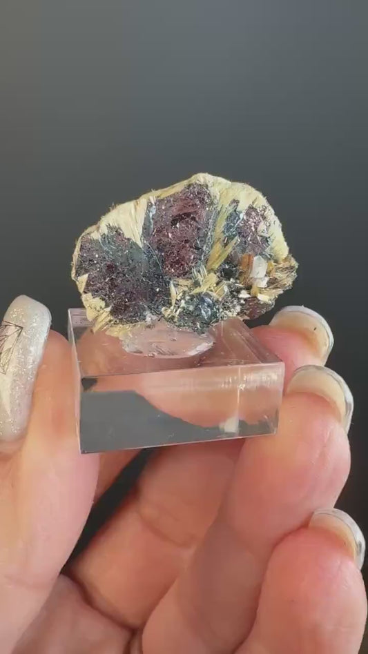 Golden Rutile Crystal with  Red Hematite Crystal