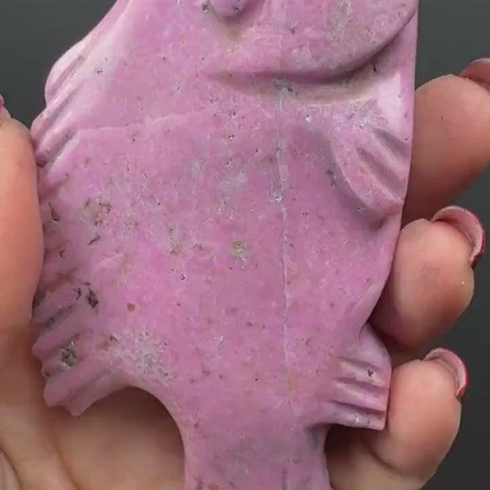 Cobalto Calcite Hand Carved Fish Statue, Cobalto Calcite Fish