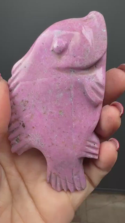 Cobalto Calcite Hand Carved Fish Statue, Cobalto Calcite Fish