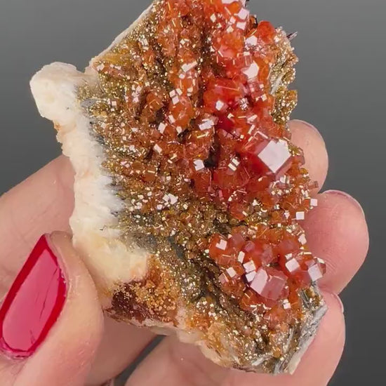 WOW !Black Barite With Red Vanadinite Crystal Specimen From Morocco