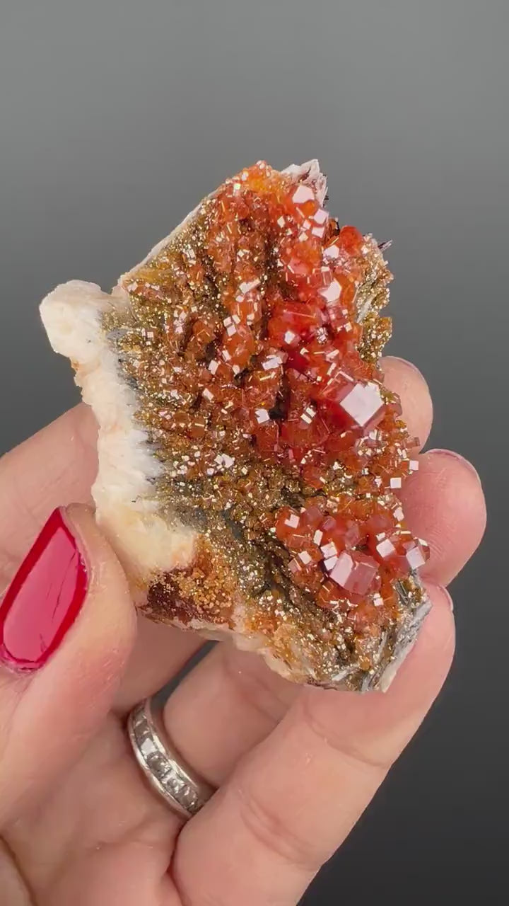 WOW !Black Barite With Red Vanadinite Crystal Specimen From Morocco