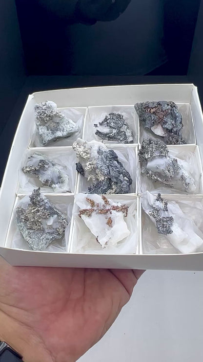 Arborescent Silver with White Calcite Specimen Lot