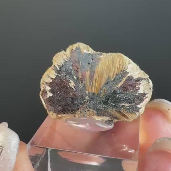 Golden Rutile Crystal with  Red Hematite Crystal
