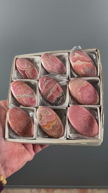 Pink Rhodochrosite Crystal Palm Stone Lot