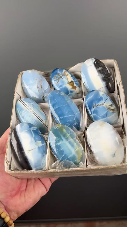 Owyhee Blue Opal Crystal Palm Stone Lot