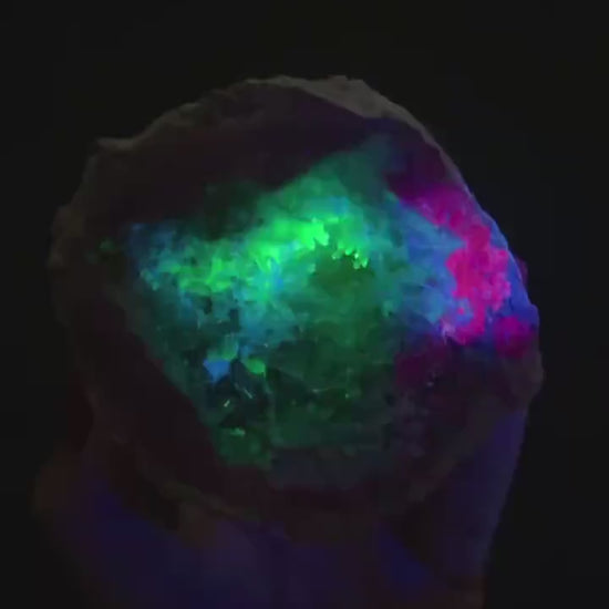 New find! UV Reactive Cosmic Amethyst  with Chalcedony Geode