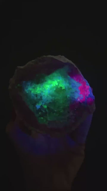 New find! UV Reactive Cosmic Amethyst  with Chalcedony Geode