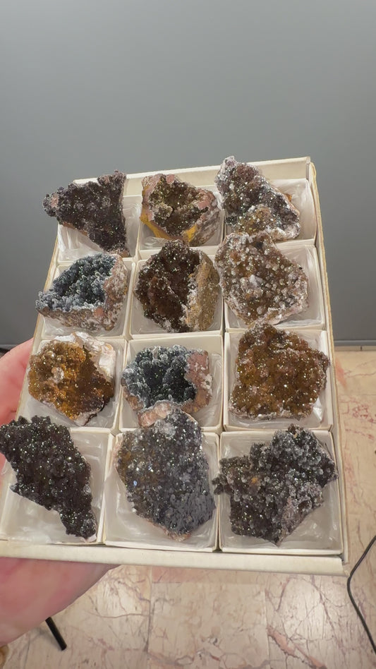 Combination of Quartz, Manganese Oxide, Red Hematite, Limonite and Calcite Mineral Specimen Lot