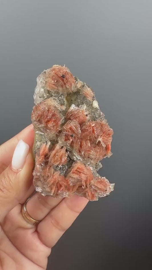New Find!Pyrite and Red Barite  on Yellow Fluorite  Crystal Specimen